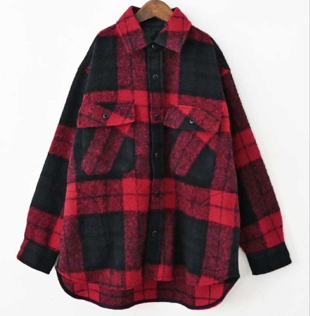 maillotマイヨ　ウールチェックアラスカンシャツジャケット　saro