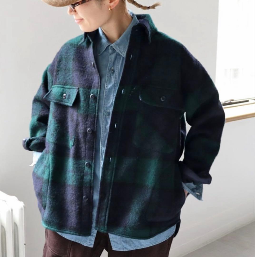 maillotマイヨ　ウールチェックアラスカンシャツジャケット　saro