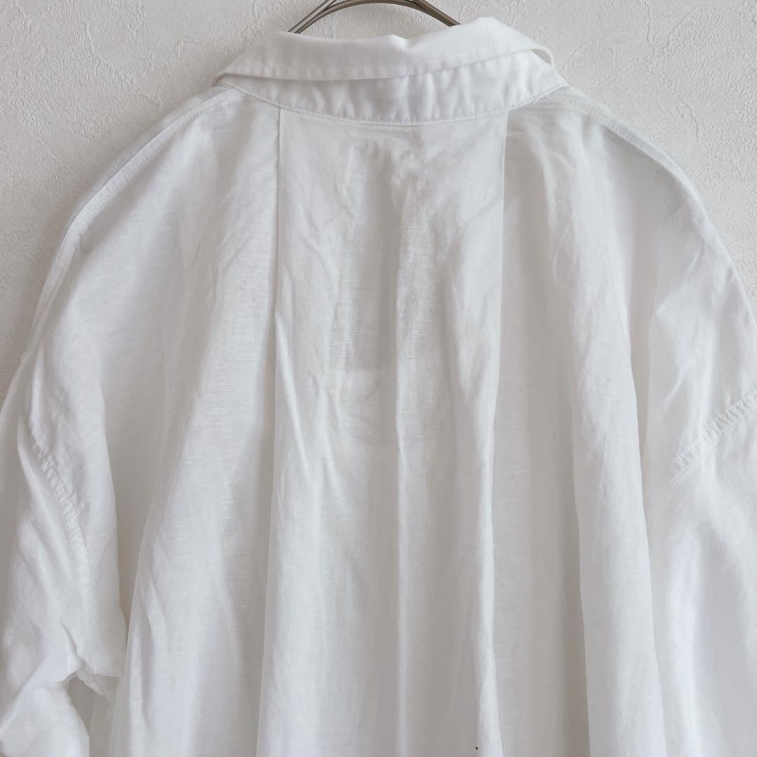 【美品】アーバンリサーチドアーズ シャツワンピース ロングブラウス　綿麻　白　F