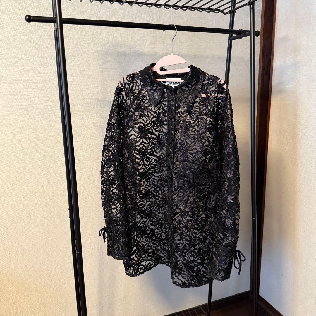 トップス BLACK RIBBONTULLERAGLAN SHIRT 24SS