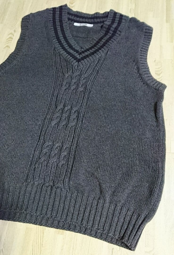 人気【スローン】チルデンコットンニットベスト★定価26,400円★チャコール 灰
