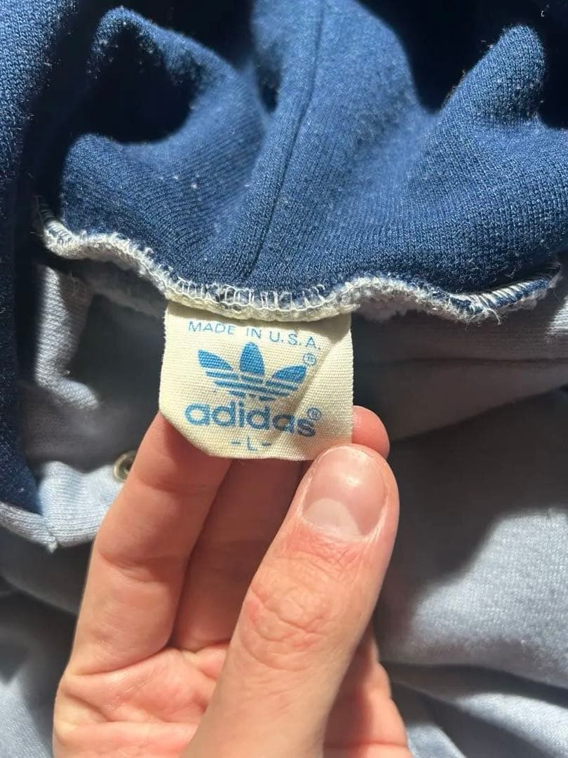 【希少】adidas 80s USA製　フーディー　vintage 短丈