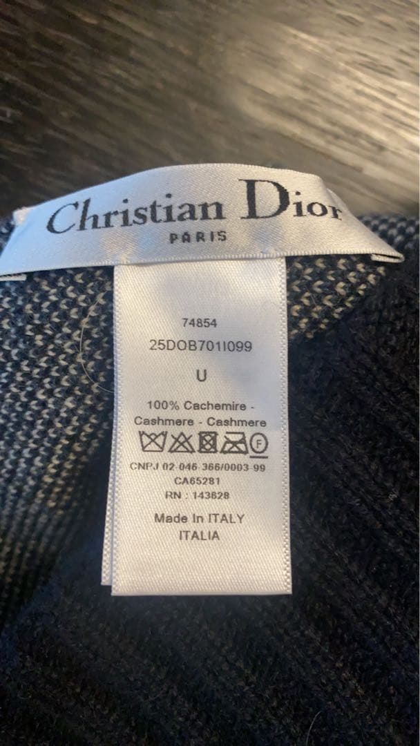 Christian Dior ニット帽 ブラックに近い濃紺/ホワイト