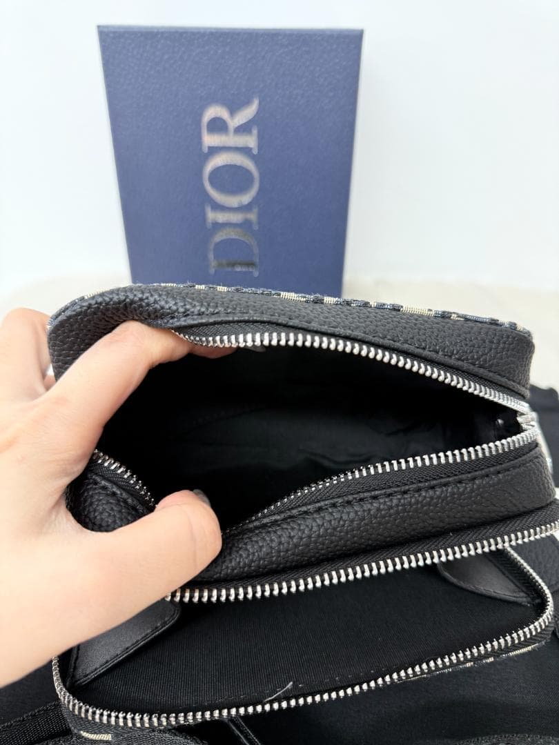 極美品 DIOR ロゴパターン ブラック ショルダーバッグ