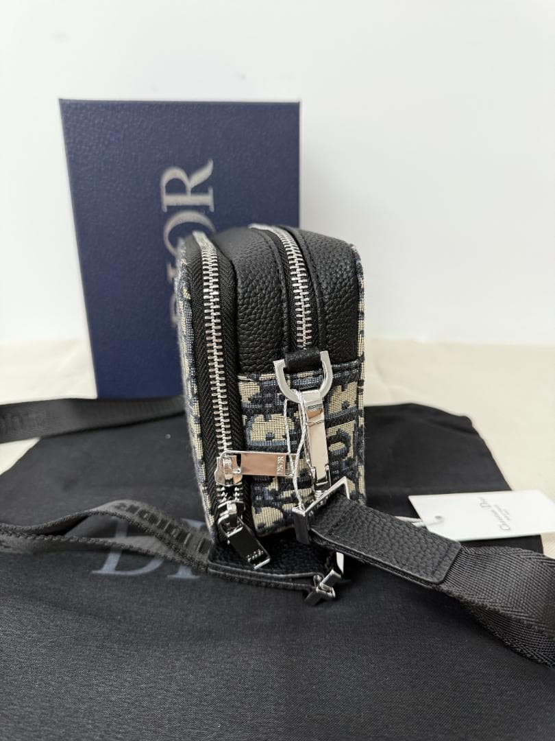 極美品 DIOR ロゴパターン ブラック ショルダーバッグ