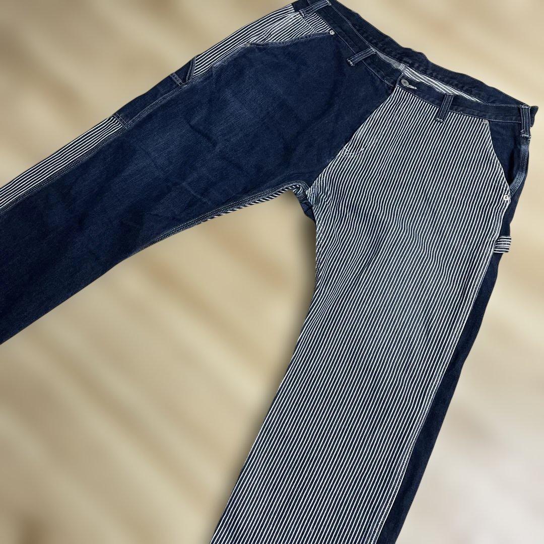 児島ジーンズ KOJIMA GENES ヒッコリー×濃紺 ペインターデニムパンツ