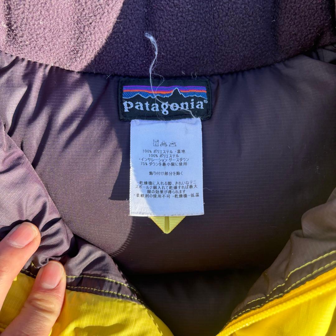 Patagonia パタゴニア ダウンベスト 黄色 Mサイズ ドローコード