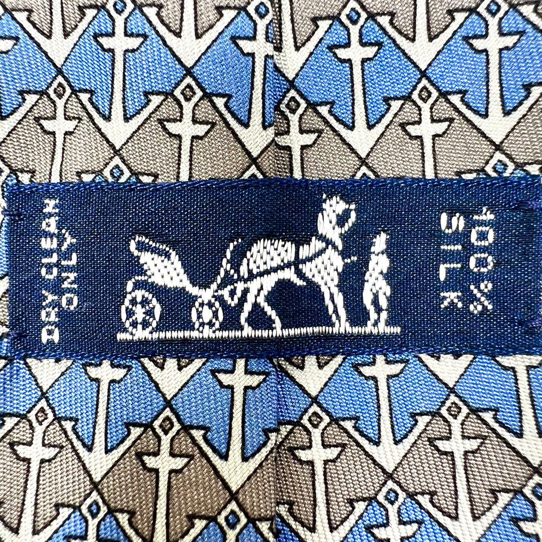 未使用級✨エルメス HERMES ネクタイ シルク イカリ柄 アンカー柄
