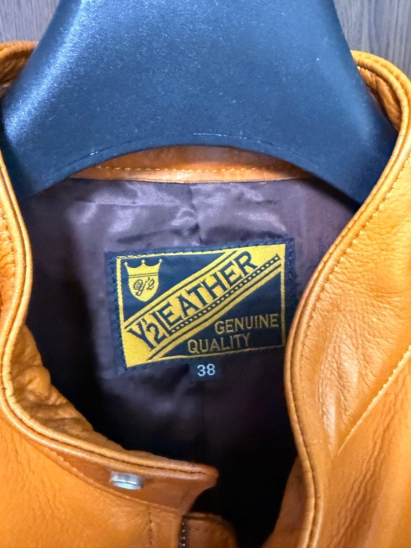 Y’2 LEATHER レザージャケット 38 ブラウン 牛革