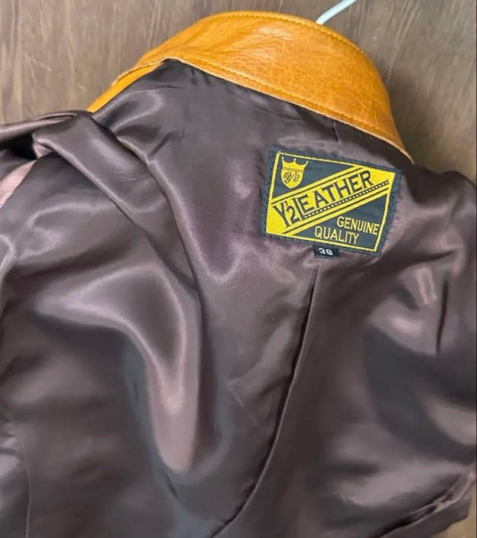 Y’2 LEATHER レザージャケット 38 ブラウン 牛革