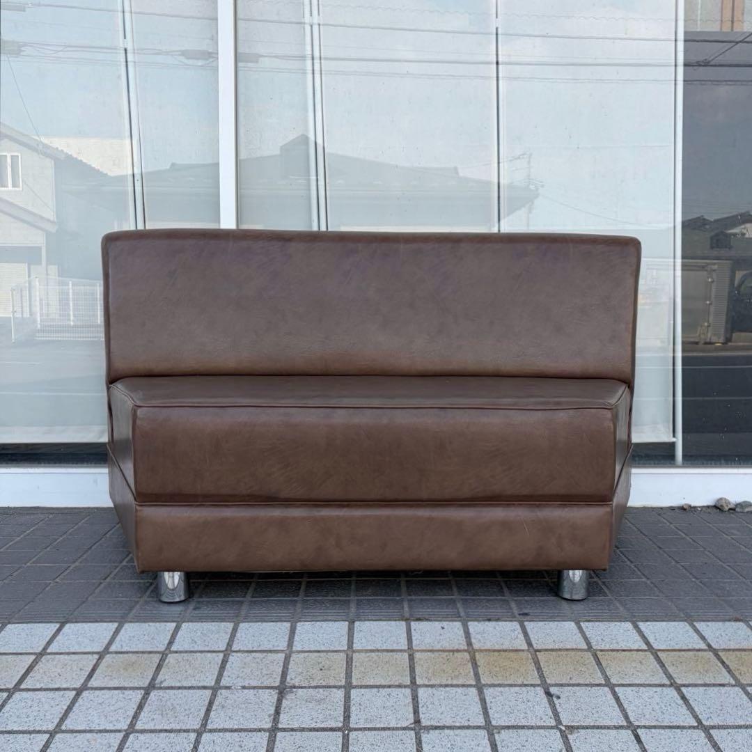 【アンティーク】Public パブリック レザー 2人掛け ソファ 台形 古家具