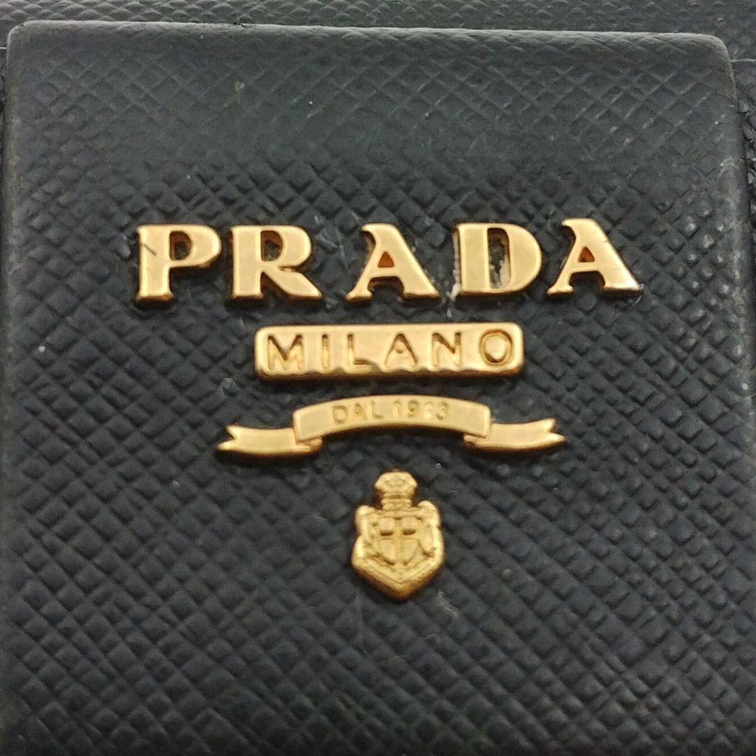 PRADA プラダ キーケース リボン ブラック系×ゴールド 4連 サフィアーノ