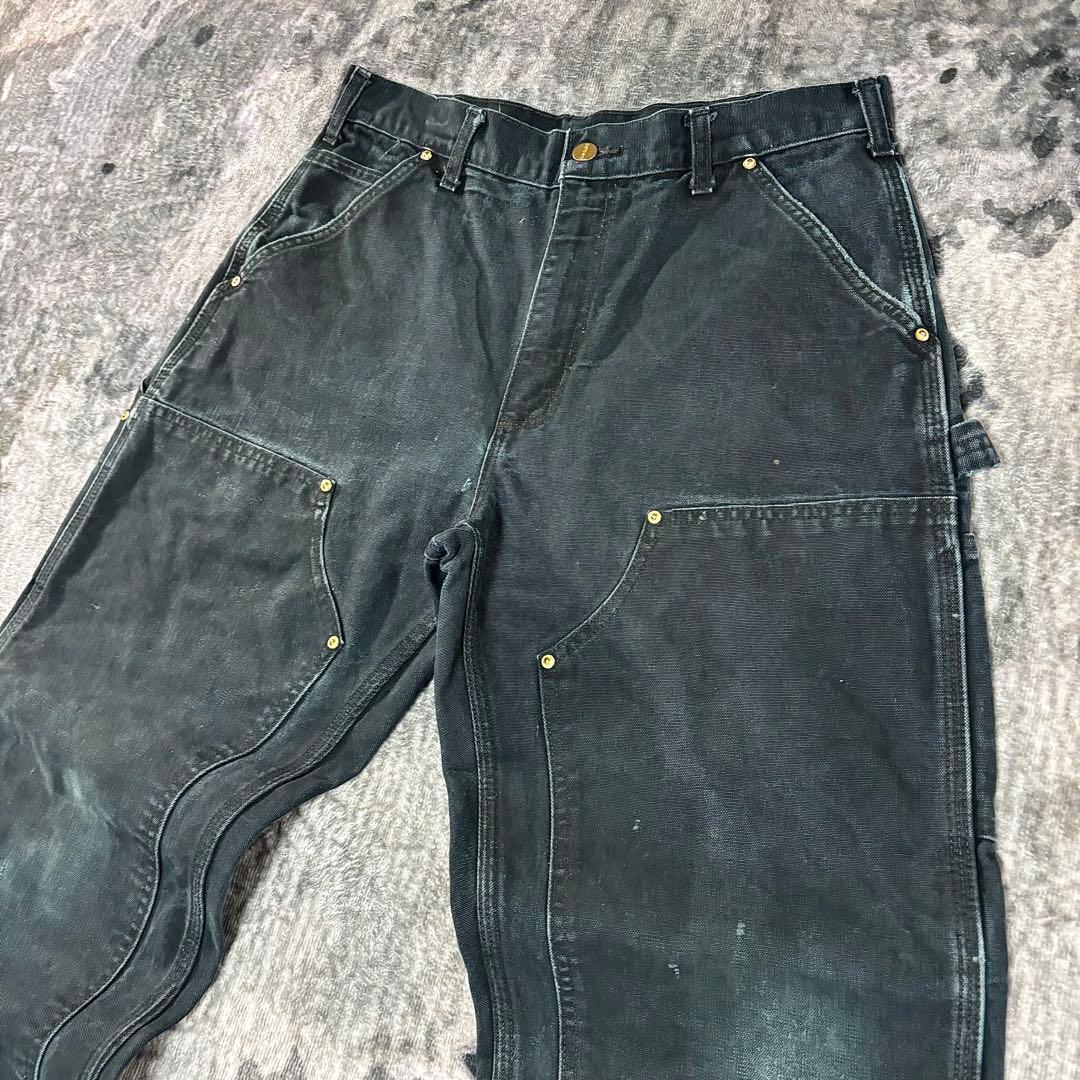 USA製 32×30 Carhartt フェードブラック 金ボタン 極上フェード