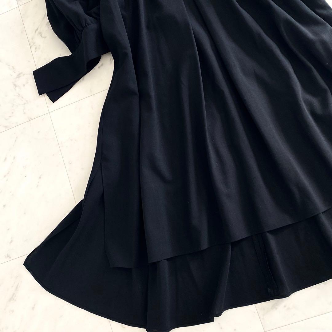 極美品 アドーア ADORE ウールボイルワンピース くるみ釦 ボリューム袖