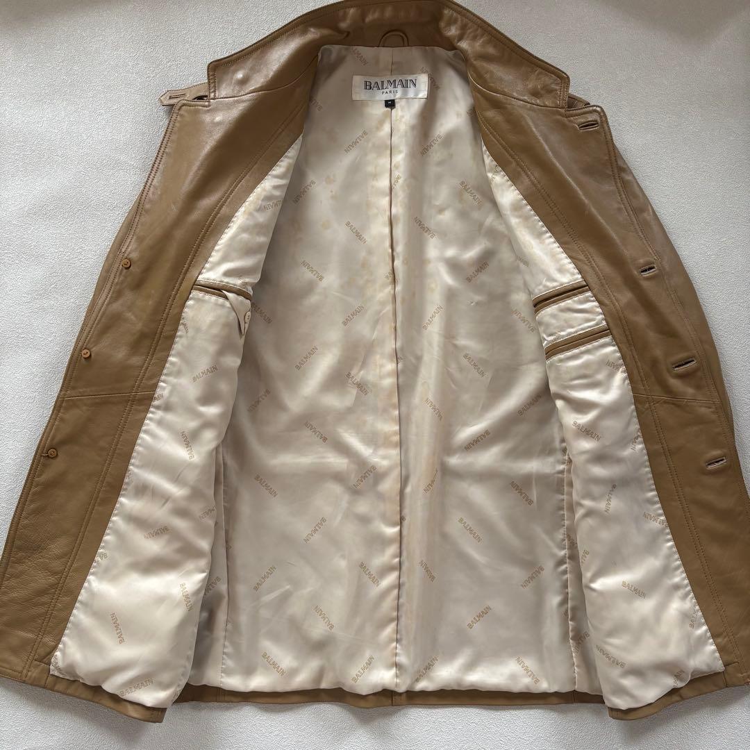 バルマン BALMAIN レザージャケット 本革 キャメル M テーラード