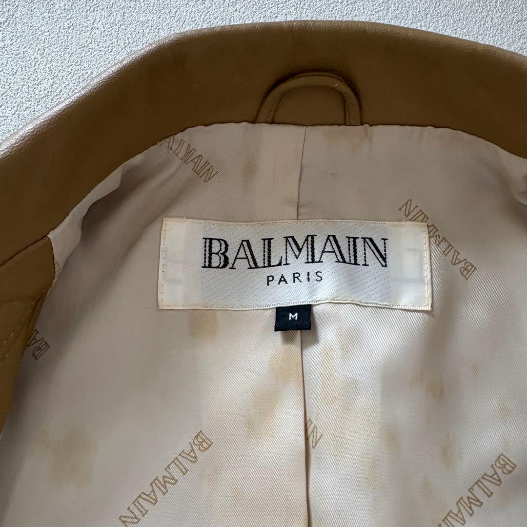 バルマン BALMAIN レザージャケット 本革 キャメル M テーラード