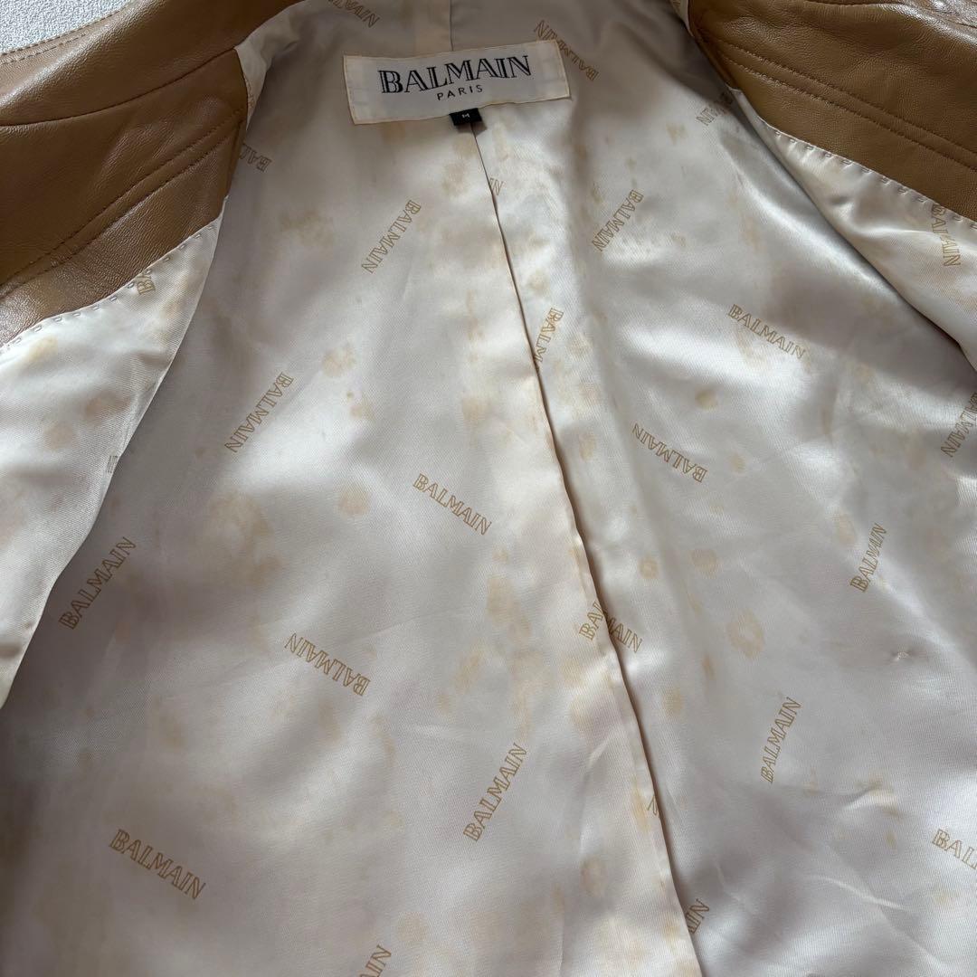 バルマン BALMAIN レザージャケット 本革 キャメル M テーラード