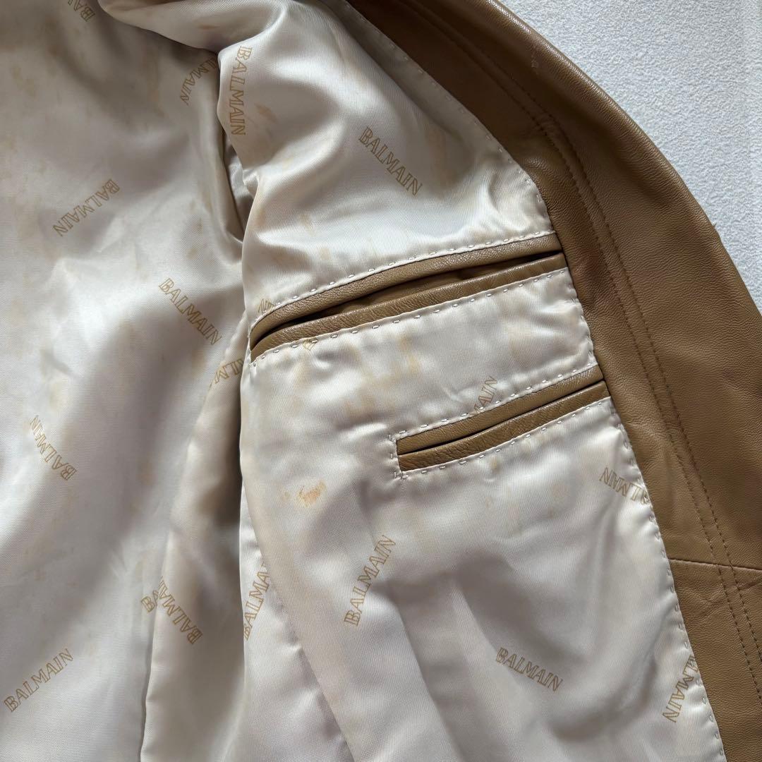 バルマン BALMAIN レザージャケット 本革 キャメル M テーラード