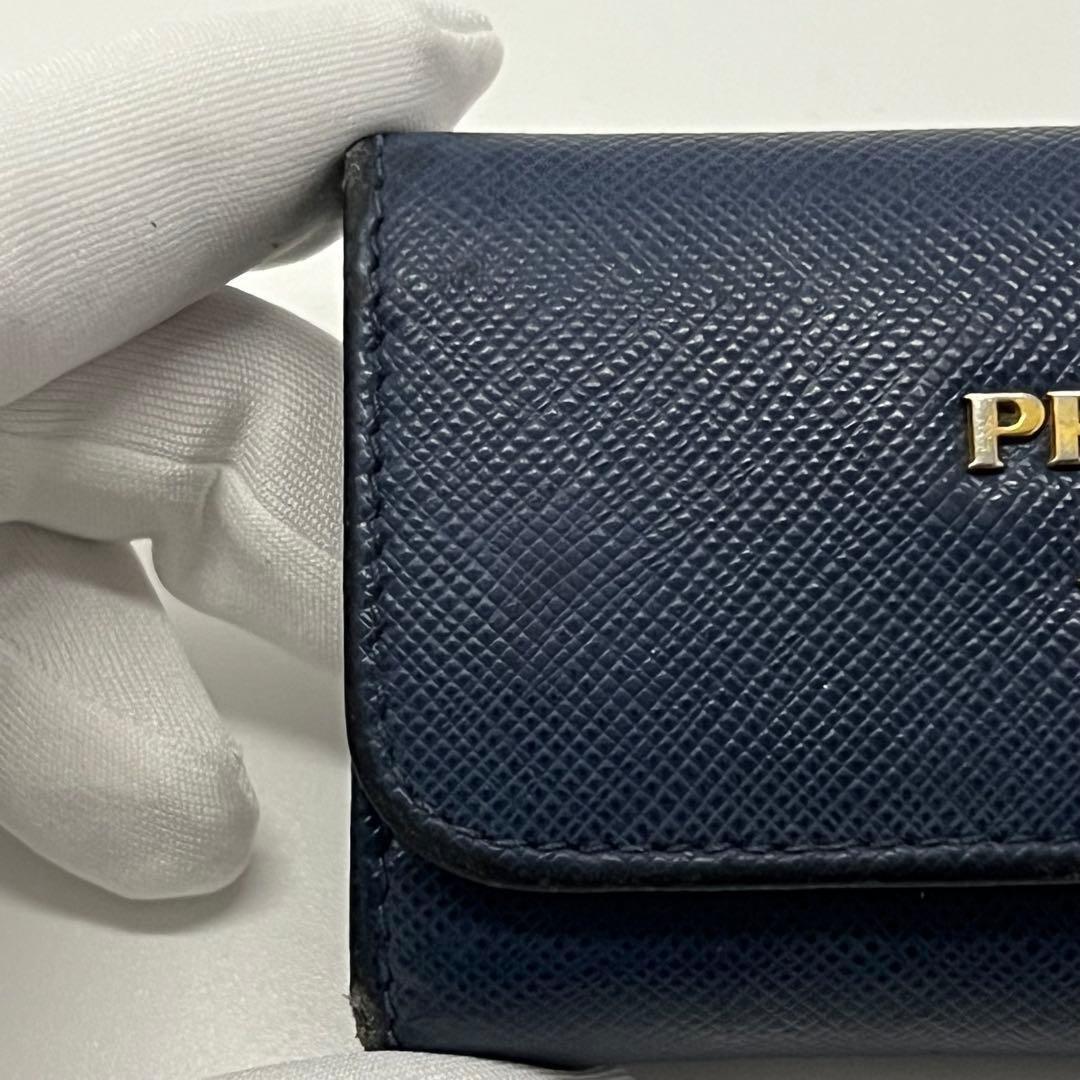 【PRADA】キーケース ロゴ ネイビー 1PG222