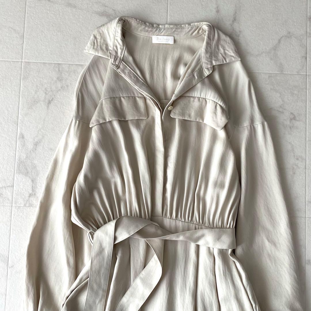 美品.定価3.5万☆ボールジィ 洗える シャツワンピース とろみ ゆったり 36