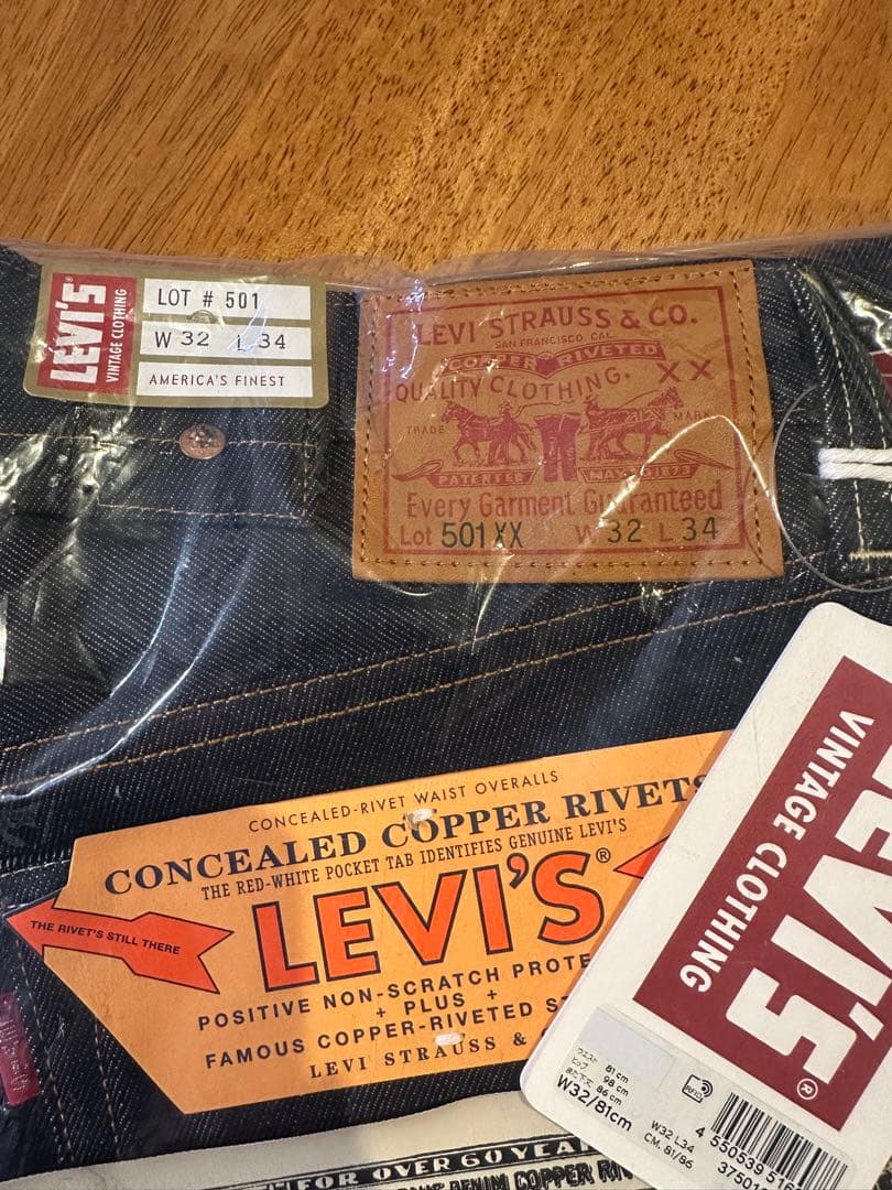 新品 Levi's 501XX 1937 W32 LVC 37501-0018