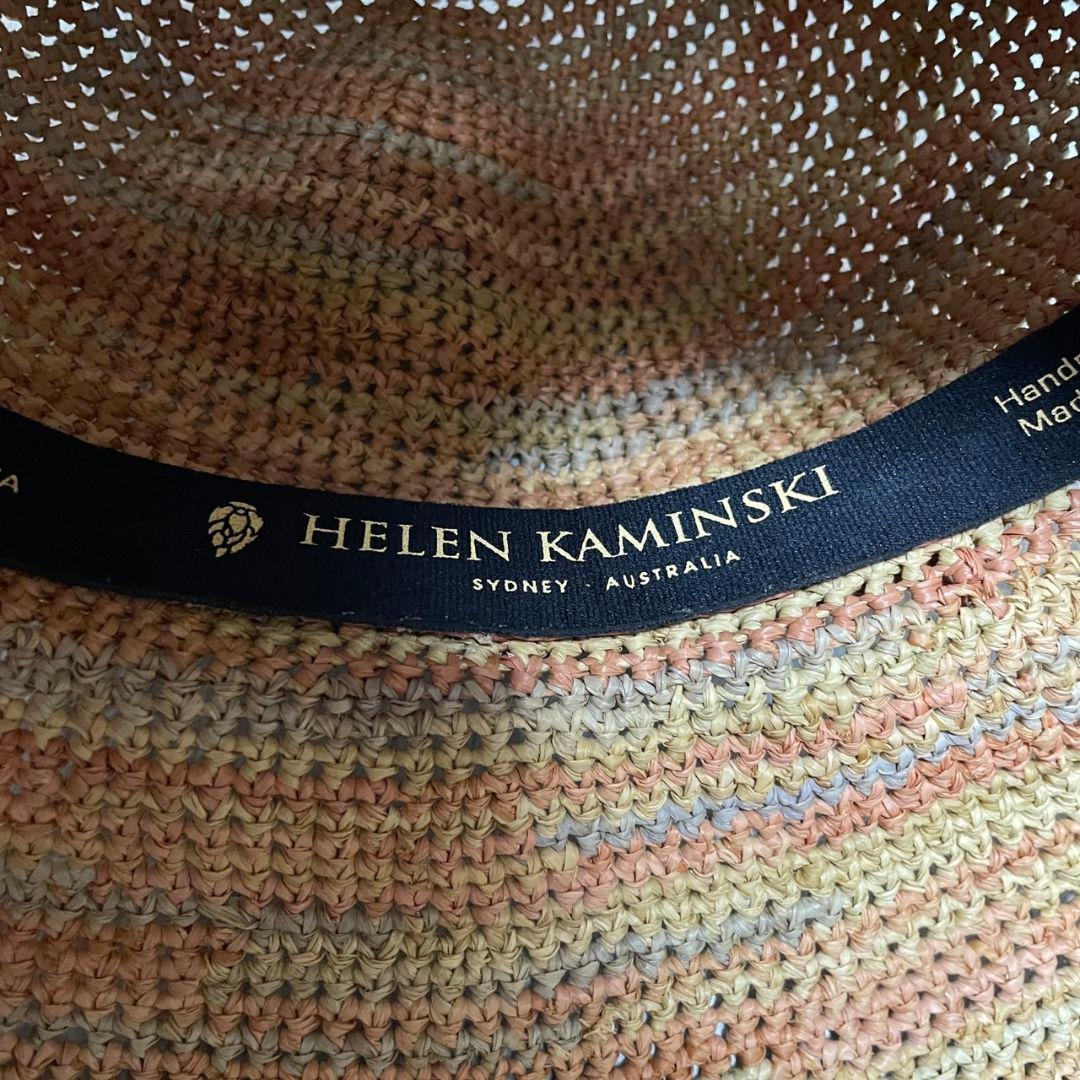 ヘレンカミンスキーハットラフィアプロヴァンス　麦わら帽子ロゴ金具