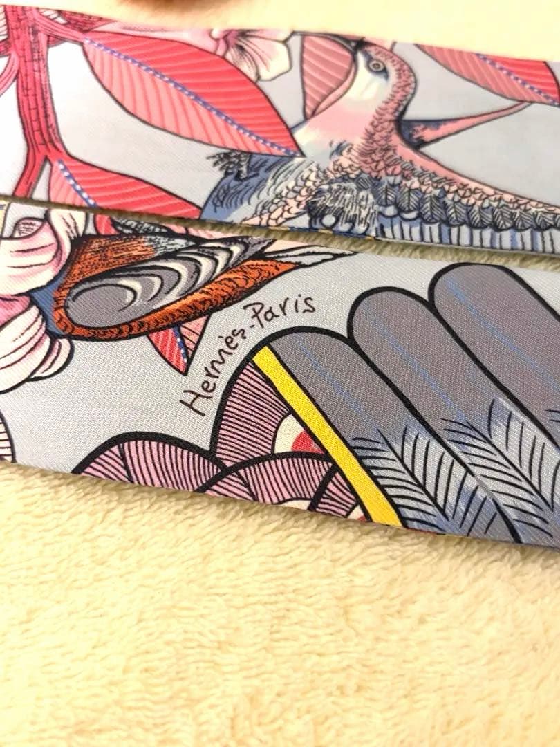HERMES エルメスツイリーシルクスカーフ バード エルメスヘアバンド