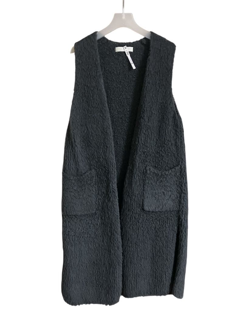 evam eva boa long vestウールボアロングベストsumi