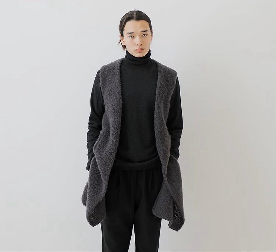 evam eva boa long vestウールボアロングベストsumi