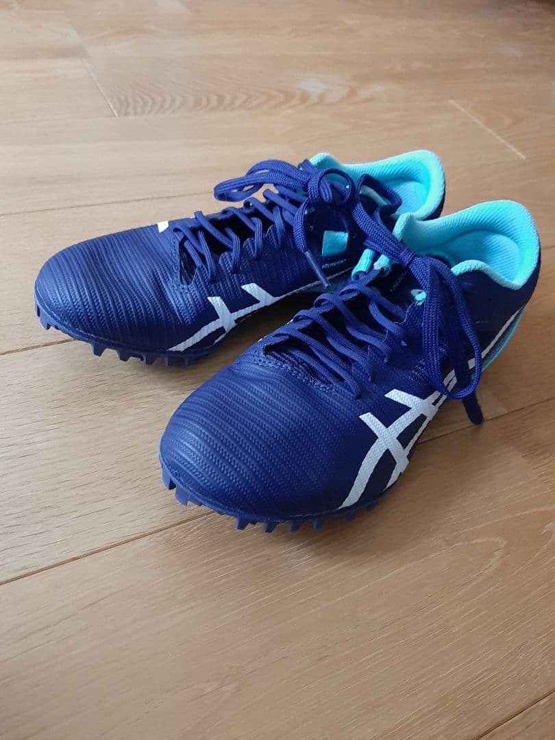 ASICS スパイク　短距離用 ネイビー 24.0cm　ピン付き