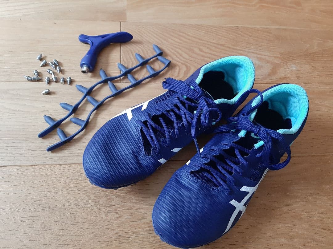 ASICS スパイク　短距離用 ネイビー 24.0cm　ピン付き