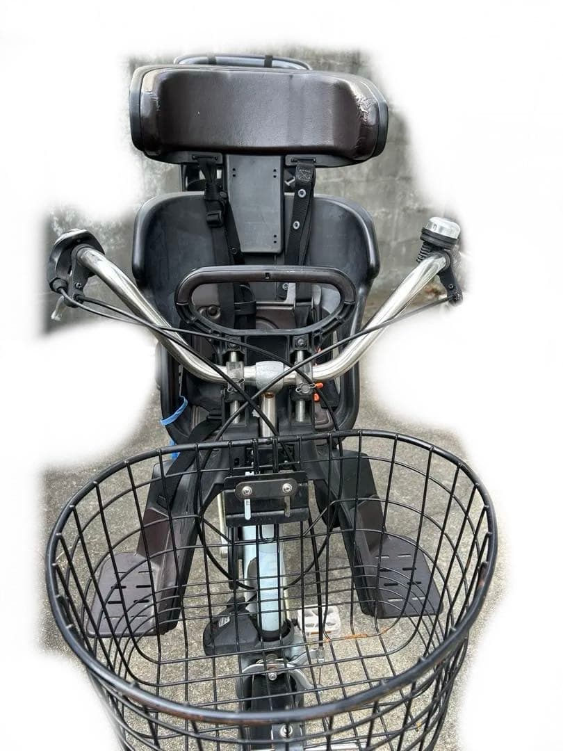水色 シティサイクル チャイルドシート2つ付き　ふらっかーずキュート丸石サイクル
