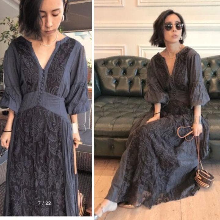 未使用タグ付✨️アメリ MEDI EMBROIDERY TULLE LACE M