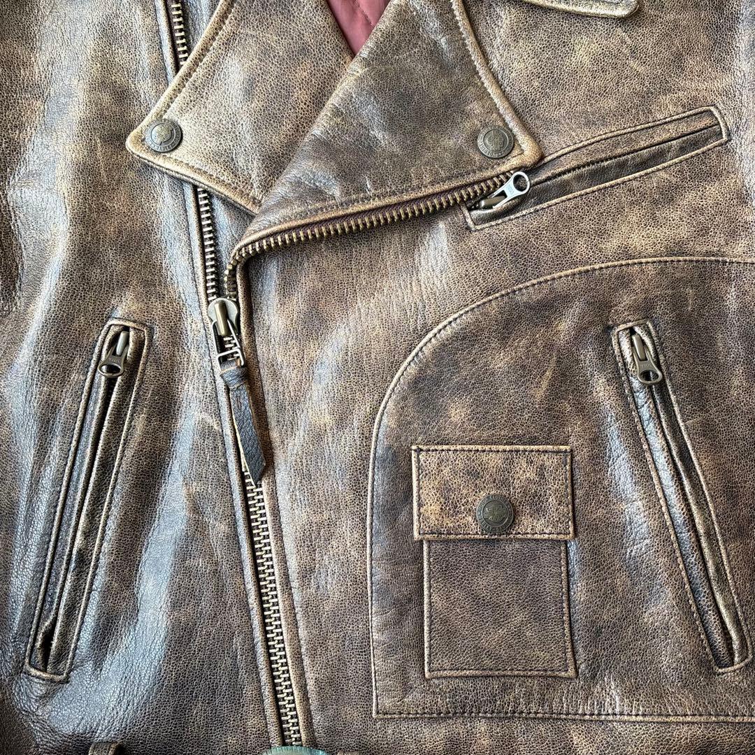 HARLEY-DAVIDSON エンボス バックロゴ ダブルライダースジャケット
