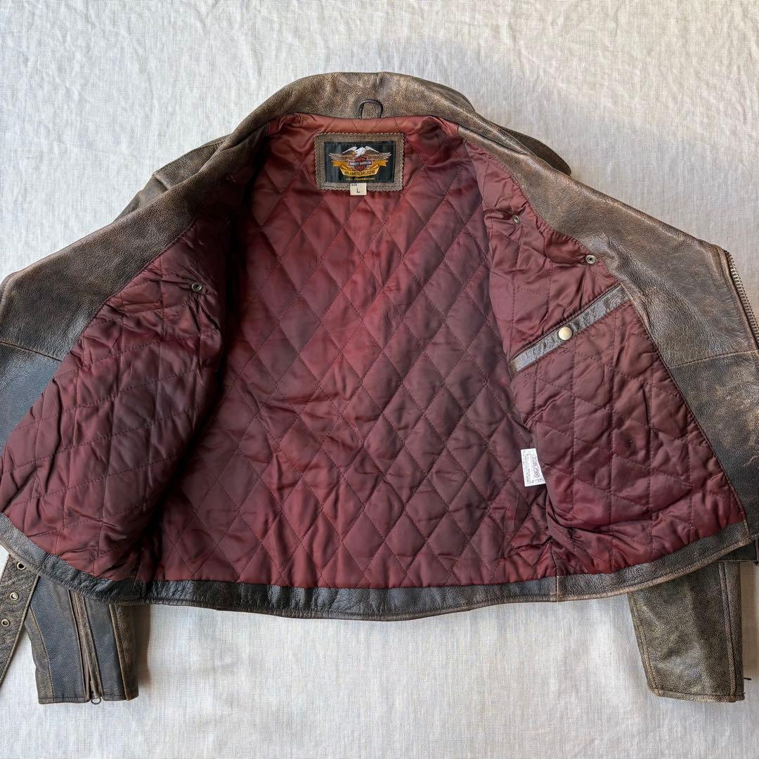 HARLEY-DAVIDSON エンボス バックロゴ ダブルライダースジャケット