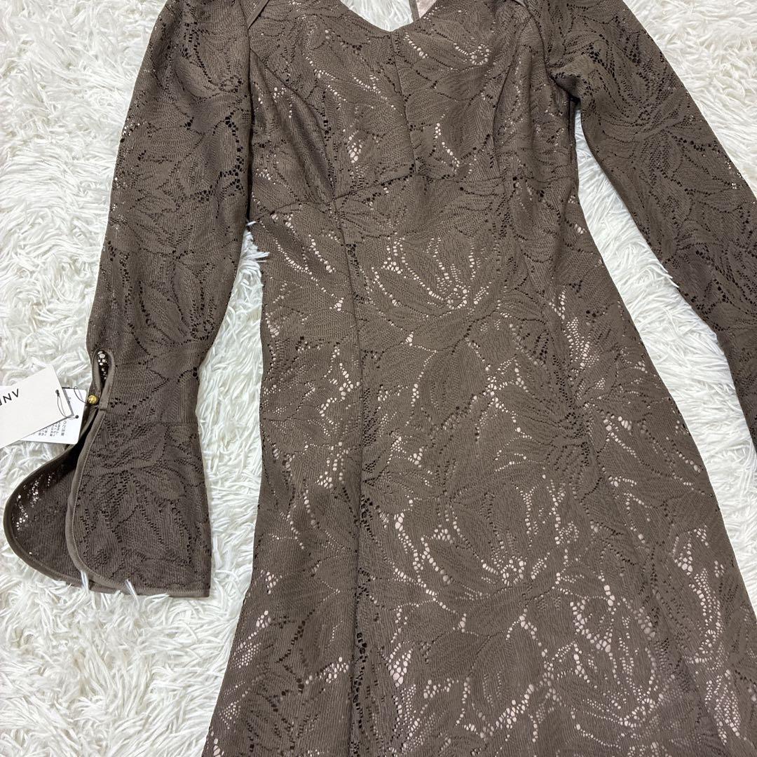 新品 ANDRESD back open teardrop dress モカ