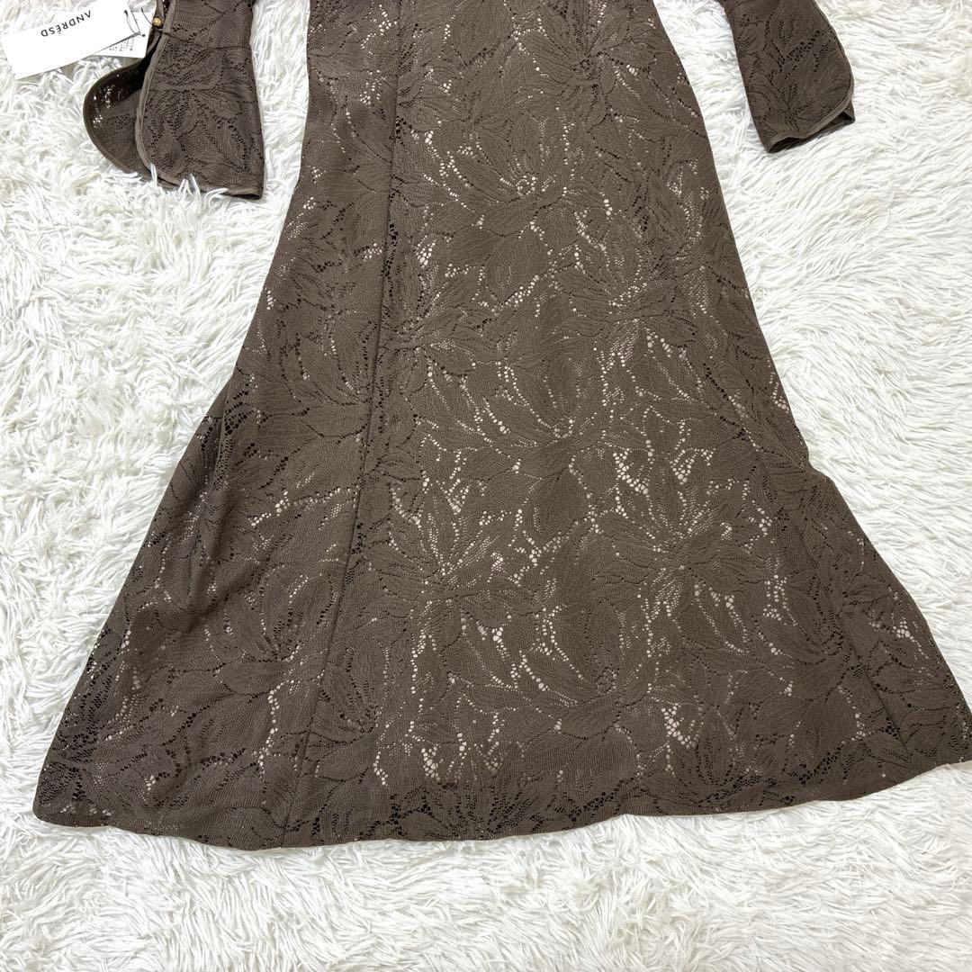 新品 ANDRESD back open teardrop dress モカ