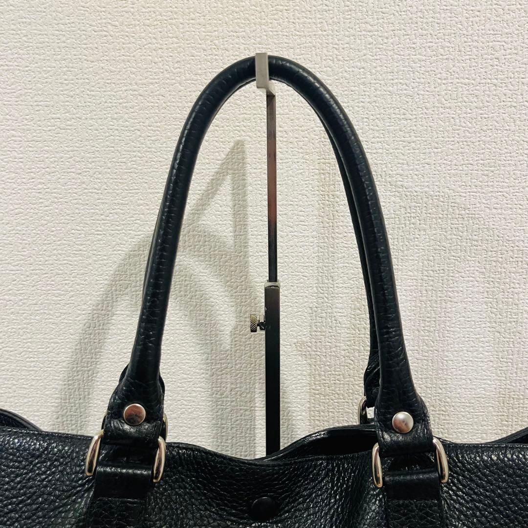 【美品】バーニーズニューヨーク レザートートバッグ ブラック
