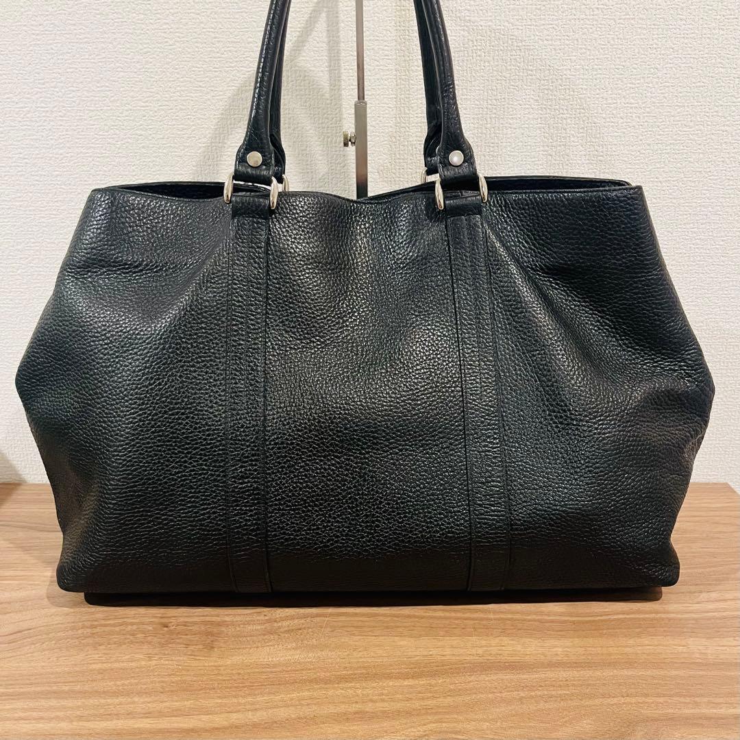 【美品】バーニーズニューヨーク レザートートバッグ ブラック