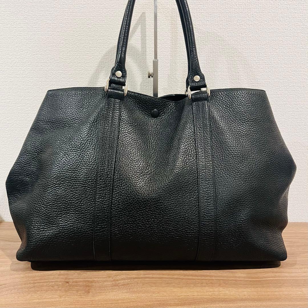 【美品】バーニーズニューヨーク レザートートバッグ ブラック