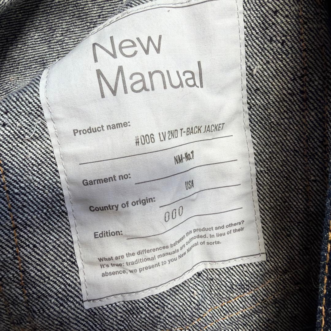 ジャケット・アウター New Manual #006 LV 2ND T-BACK ONE-WASHED
