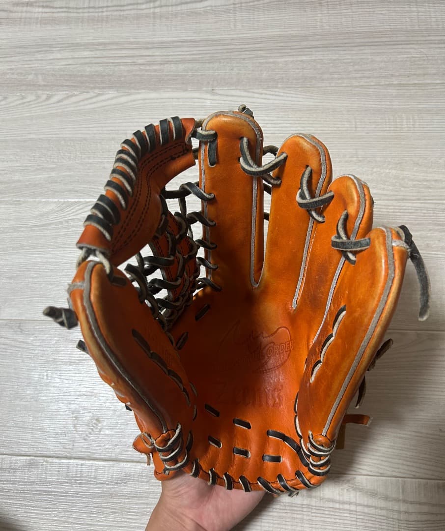 Zeems 日本製 オレンジレザーグローブ