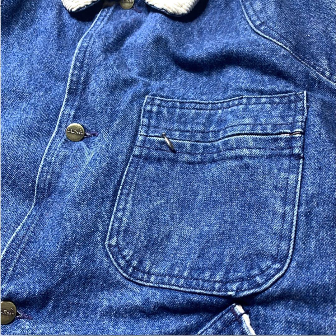 80s L.L.BeanデニムカバーオールXL裏地USA製ハンティングジャケット