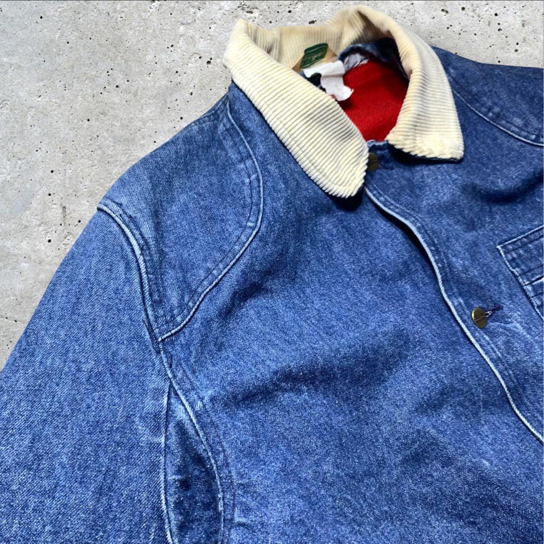 80s L.L.BeanデニムカバーオールXL裏地USA製ハンティングジャケット