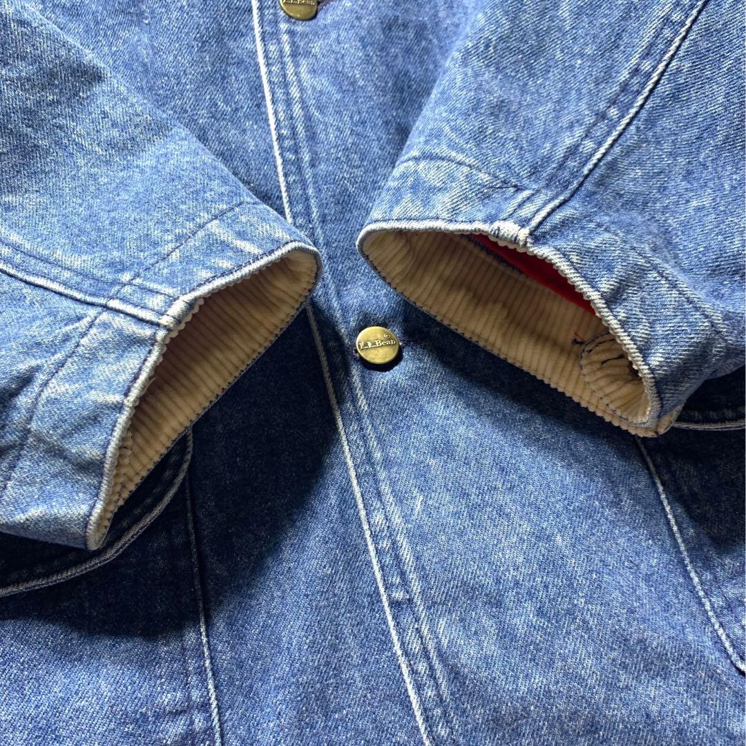 80s L.L.BeanデニムカバーオールXL裏地USA製ハンティングジャケット