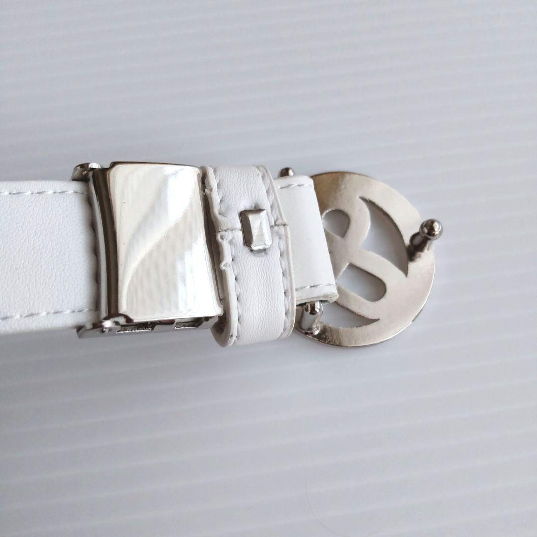 【美品】アンパスィ レディース ゴルフ ベルト ホワイト ロゴバックル