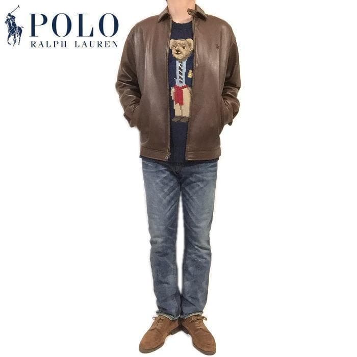 美品 実寸Ｌ位 ポロ ラルフローレン ラムレザージャケット シープレザー