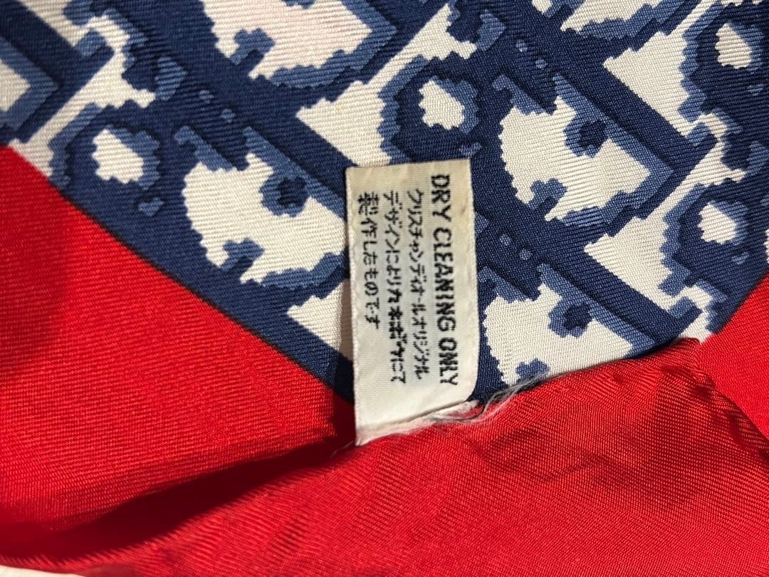 Christian Dior シルクスカーフ ネイビー/レッド