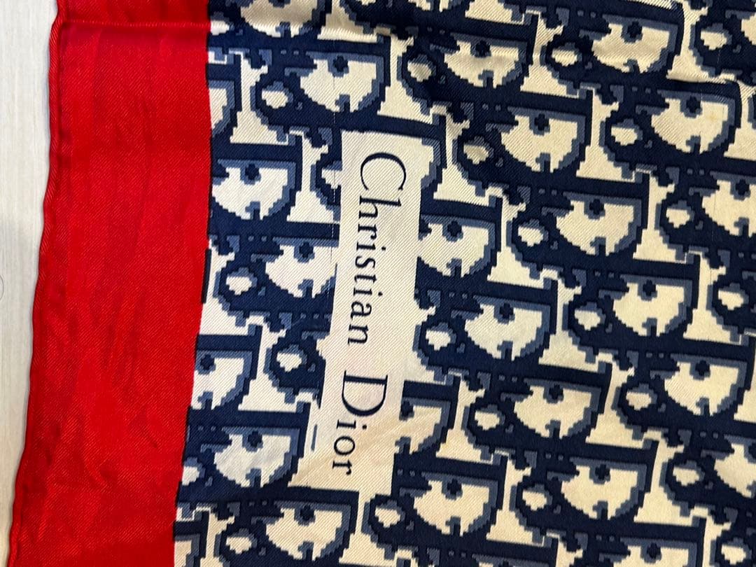 Christian Dior シルクスカーフ ネイビー/レッド