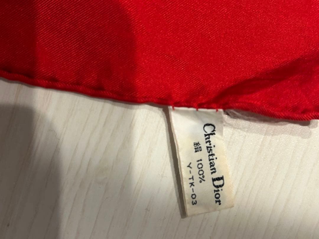 Christian Dior シルクスカーフ ネイビー/レッド